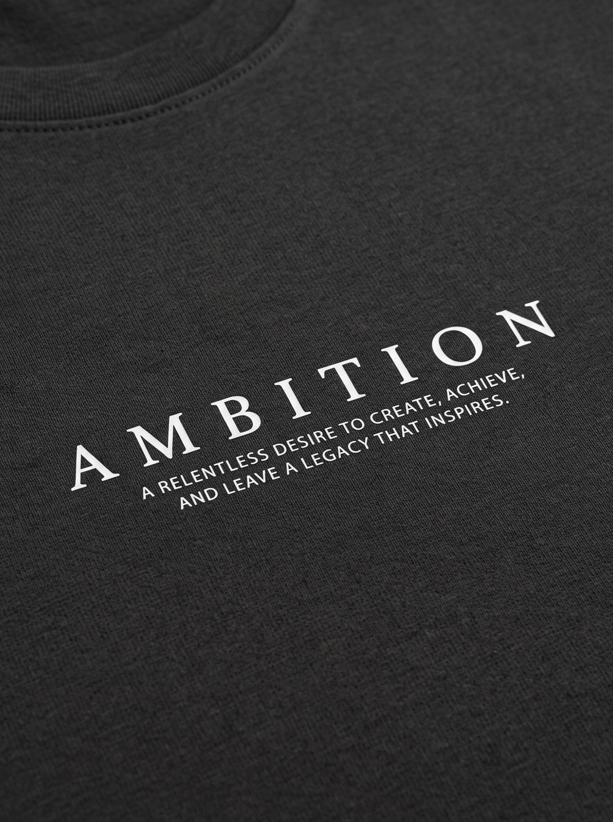 Ambition Limitless Legacy oversize t-shirt in charcoal cotton with white printed inspirational text on the chest