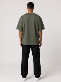 Ambition Limitless olive green heavy organic cotton oversized t-shirt with dropped shoulders, back view